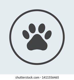 Paw icon silver in circle .Vector illustration