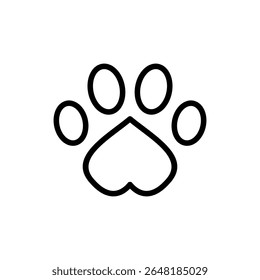 Símbolo de ícone de pata para aplicativos e sites. símbolo de impressão de pata e símbolo. pata de cachorro ou gato