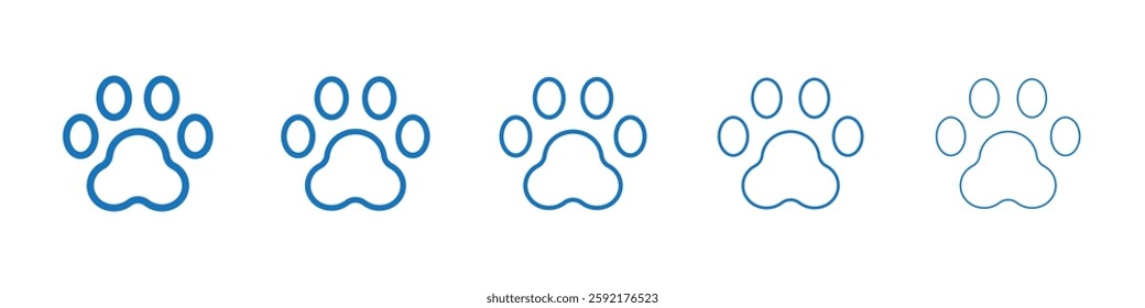 Paw icon Symbol collection thin outline set
