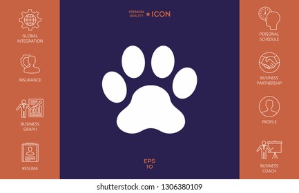 Paw icon symbol. Graphic elements for your design