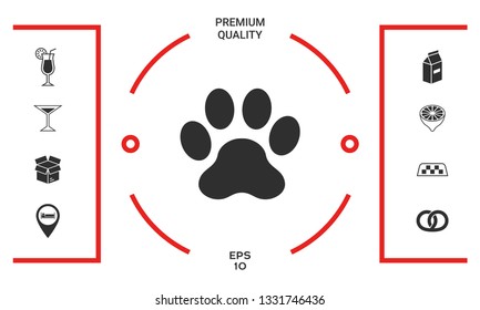 Paw icon symbol. Graphic elements for your design