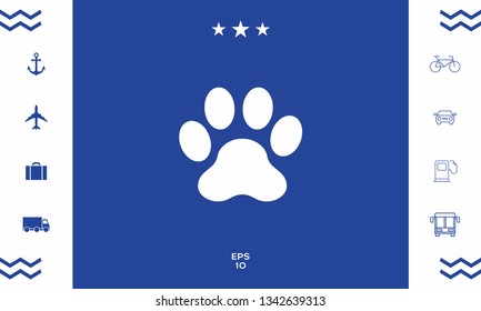 Paw icon symbol. Graphic elements for your design
