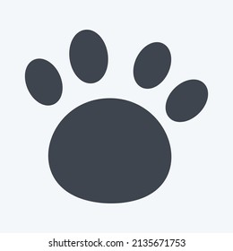 Paw Icon in trendy glyph style isolated on soft blue background