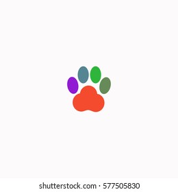 Paw  icon Vector design. Colored illustration.