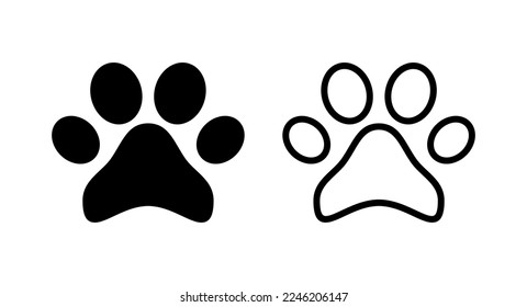 Ilustración vectorial de icono de arrastre. símbolo y signo de la huella de la pata. pezuña de perro o gato