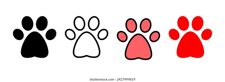Ilustración vectorial del icono de la pata. signo y símbolo de la impresión de la pata.