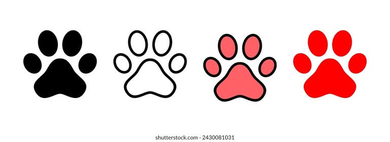 Paw icon vector illustration. paw print sign and symbol. dog or cat paw