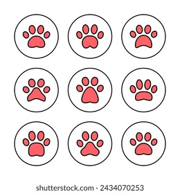 Paw icon vector illustration. paw print sign and symbol. dog or cat paw