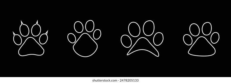 Paw icon vector illustration. paw print sign and symbol. dog or cat paw. Paw icon set. Eps 10.