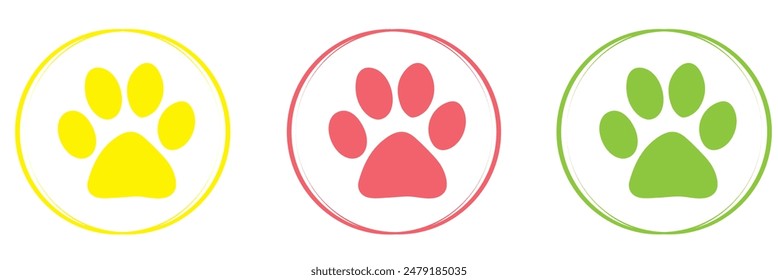 Pfotensymbol Vektorillustration. Pfote Zeichen und Symbol drucken. Hund- oder Katzenpfote