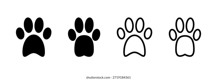 Pfotensymbol, Vektorgrafik. Pfotendruckzeichen und -symbol. Hunde- oder Katzenpfote