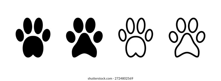 Pfotensymbol, Vektorgrafik. Pfotendruckzeichen und -symbol. Hunde- oder Katzenpfote