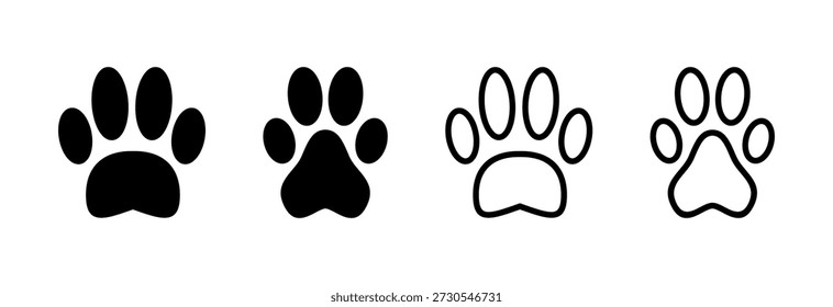 Icono de la pata Ilustración vectorial. señal y símbolo de la impresión de la pata. perro o gato pata