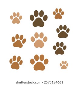 Paw icon vector illustration set. Paw print symbol on white background. dog or cat paw