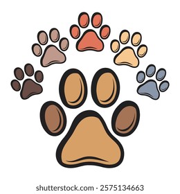 Paw icon vector illustration set. Paw print symbol on white background. dog or cat paw