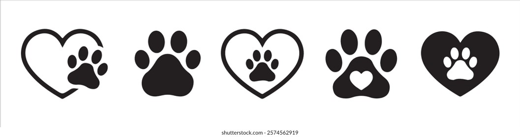 Paw icon vector illustration. Silhouette of cat and dog paw print. Paw print sign and symbol. Vector illustration eps 10