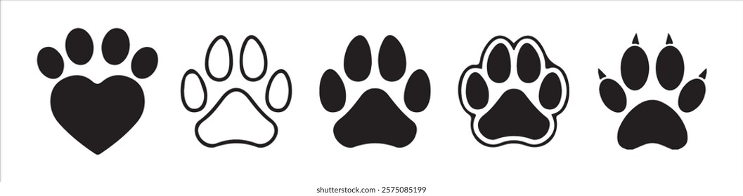 Paw icon vector illustration. Silhouette of cat and dog paw print. Paw print sign and symbol.vector illustration eps 10