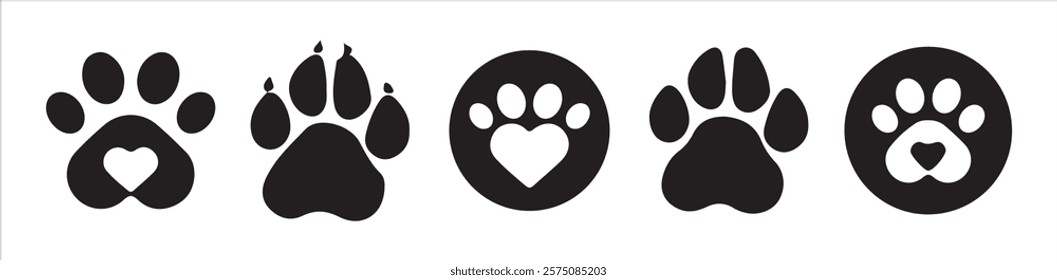 Paw icon vector illustration. Silhouette of cat and dog paw print. Paw print sign and symbol.vector illustration eps 10