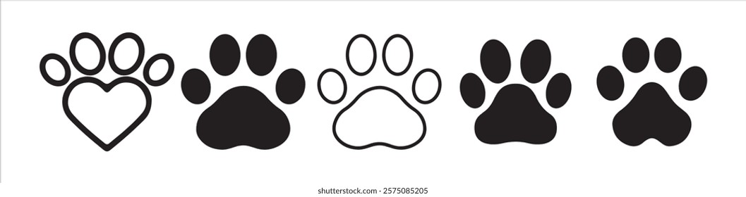 Paw icon vector illustration. Silhouette of cat and dog paw print. Paw print sign and symbol.vector illustration eps 10