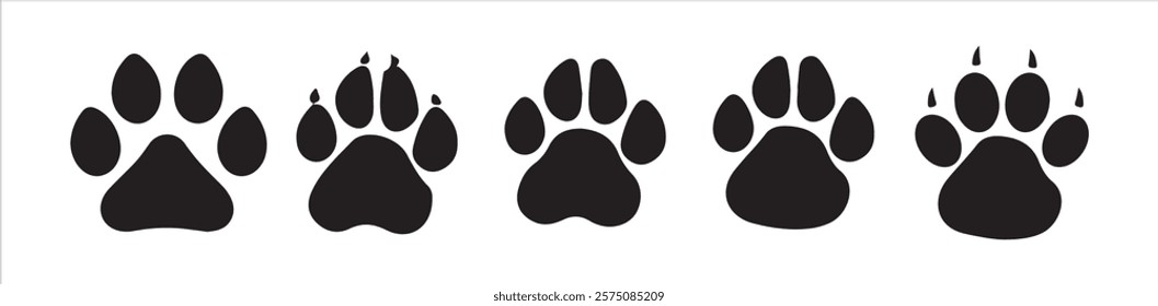 Paw icon vector illustration. Silhouette of cat and dog paw print. Paw print sign and symbol.vector illustration eps 10