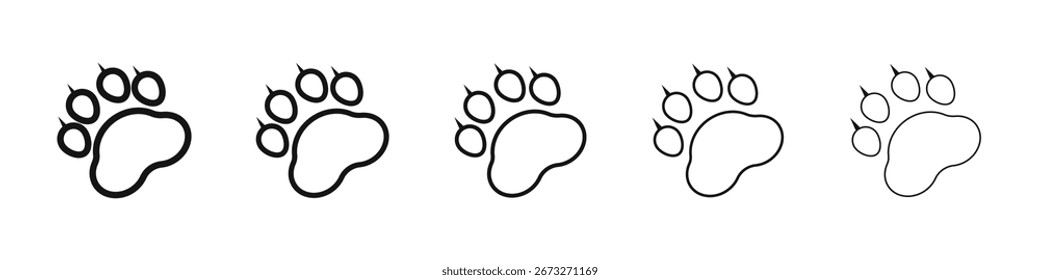 Paw icon vector outline set illustration sign