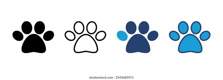 Pfotensymbol, Vektor. Pfotenabdruck-Symbolvektor. Hunde- oder Katzenpfote