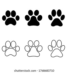 Paw icon vector set. Collection of different animal paw. Illustration sign or symbol.