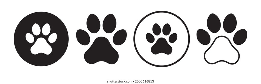 Paw icon vector set. Paw print simple icons. Paw print foot trail. Dog or cat paw print. Vector illustration eps 10
