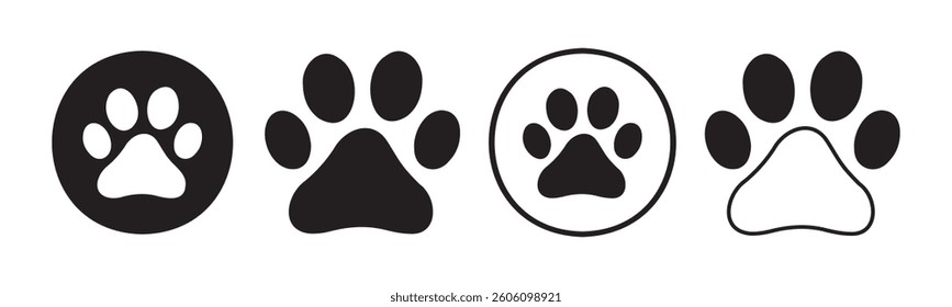 Paw icon vector set. Paw print simple icons. Paw print foot trail. Dog or cat paw print. Vector illustration eps 10