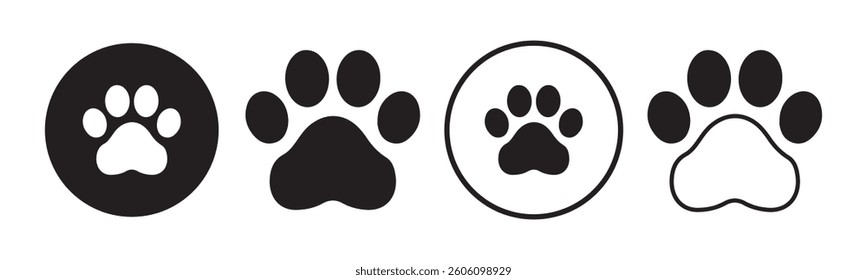 Paw icon vector set. Paw print simple icons. Paw print foot trail. Dog or cat paw print. Vector illustration eps 10
