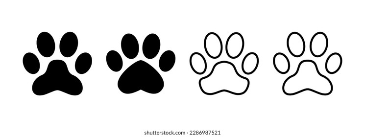 Vector de iconos de la página para aplicaciones web y móviles. símbolo y signo de la huella de la pata. pezuña de perro o gato