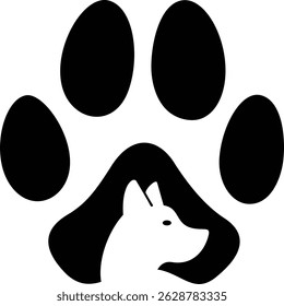 Ícone de pata com elemento de logotipo. Símbolo de vetor de impressão de pata.
