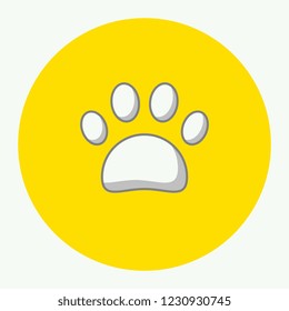 paw icon in yellow circle. flat vector illustration easy to edit and customize. eps10