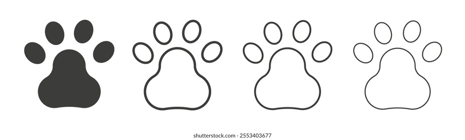 Paw icons collection. vector set in black color
