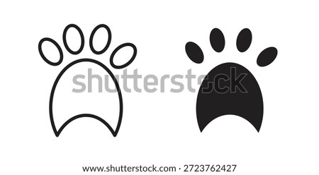 Paw icons in filled, thin line, outline and strokes