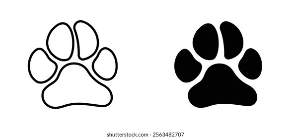 Paw icons in outline and fill. vector illustration for ui.
