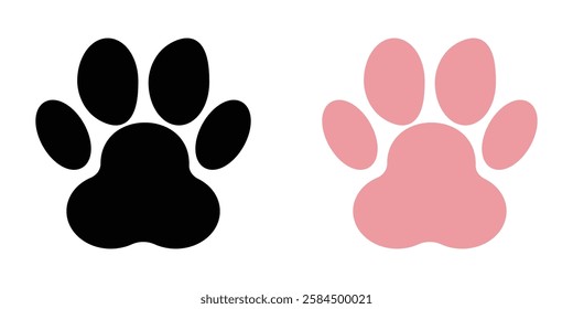 Paw icons pack in black and colored version