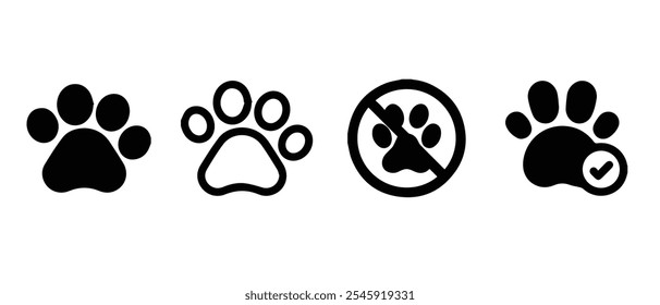 Paw Icons Pack Set Vector