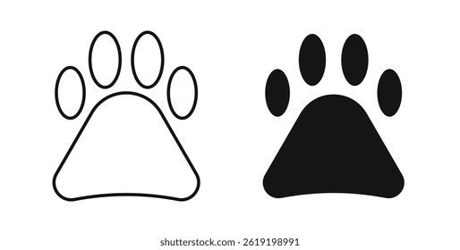 Paw icons set in black colors on white background