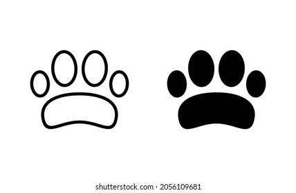 Paw icons set. paw print sign and symbol. dog or cat paw