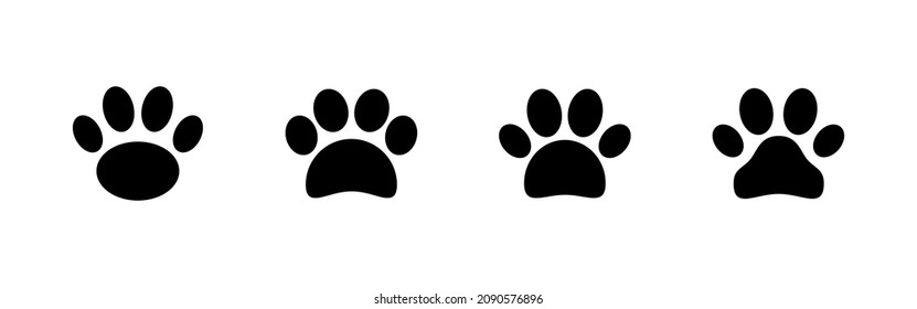 Paw icons set. paw print sign and symbol. dog or cat paw