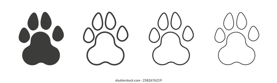 Paw icons set vectors graphic designs