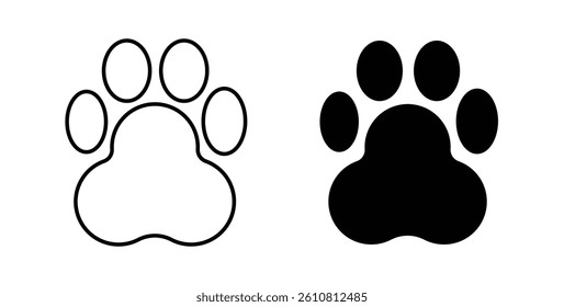 Paw icons in solid black and outlined style