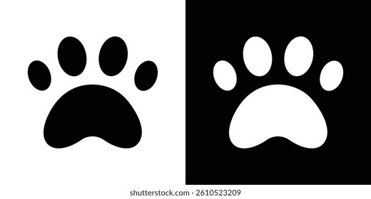 Paw icons vector set in solid flat style