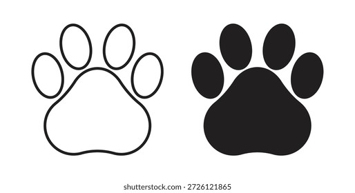 Símbolo de Vector de iconos de pata con trazo editable y versiones planas