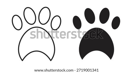Paw icons, vector symbols. filled flat sign