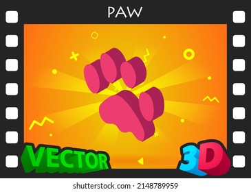 Paw isometric design icon. Vector web illustration. 3d colorful concept