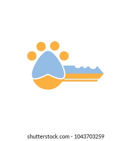 Paw Key Logo Icon Design 