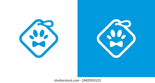 Paw label icon logo. Footprint pet shop dog business vector