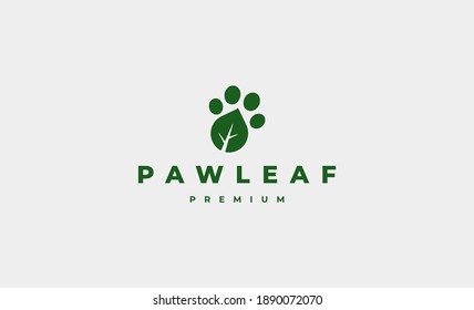 paw leaf foot print logo Design Vector illustration